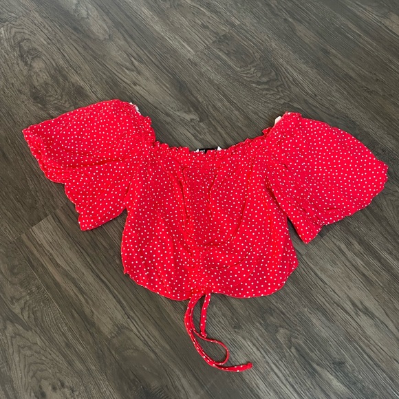 Zara Cropped Polka Dot Blouse - Picture 3 of 4